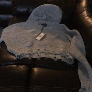 Grey knitted Hoodie Sweater